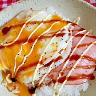 朝ご飯‼ハムエッグ丼★